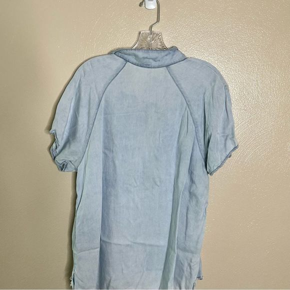 Anthropologie Amadi Denim Collard Chambray Blue Shirt Size Small - Picture 9 of 9